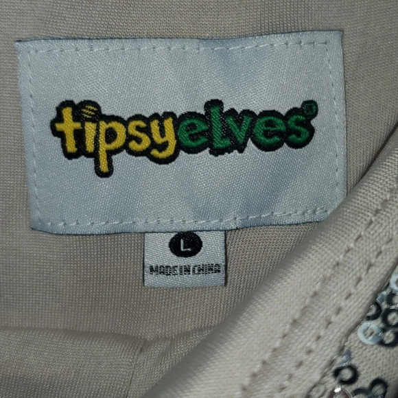 Tipsy Elves Silver Sequin High Waisted Leggings Women's Size L NWT - Picture 9 of 13